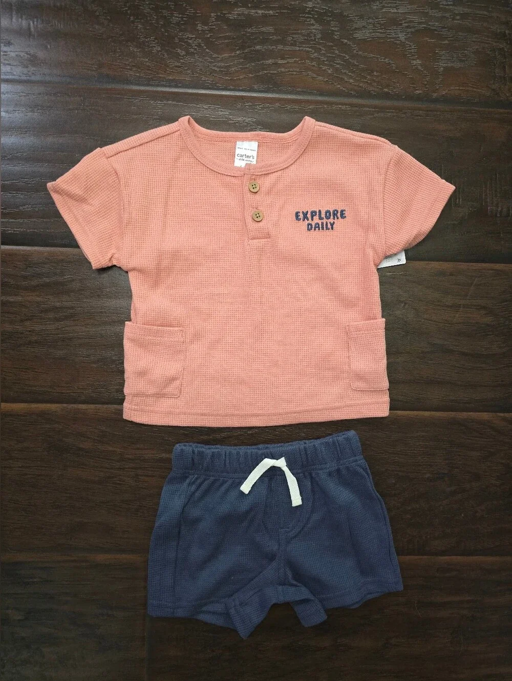 NWT Carter's Baby Boys Explore Daily Waffle Knit Set 6-9M